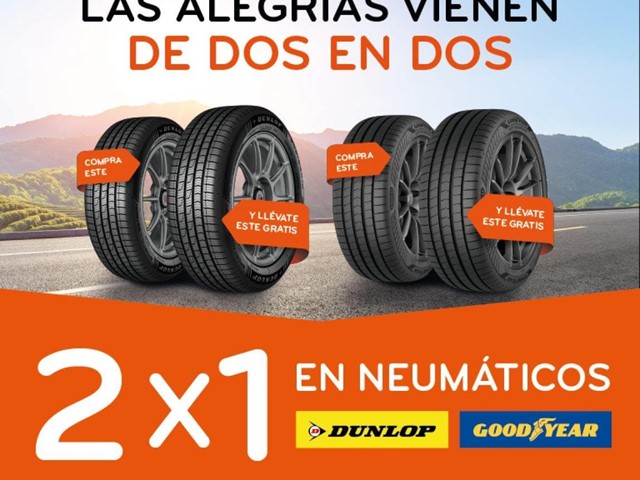 ¡2x1 en neumáticos Dunlop y Goodyear! 