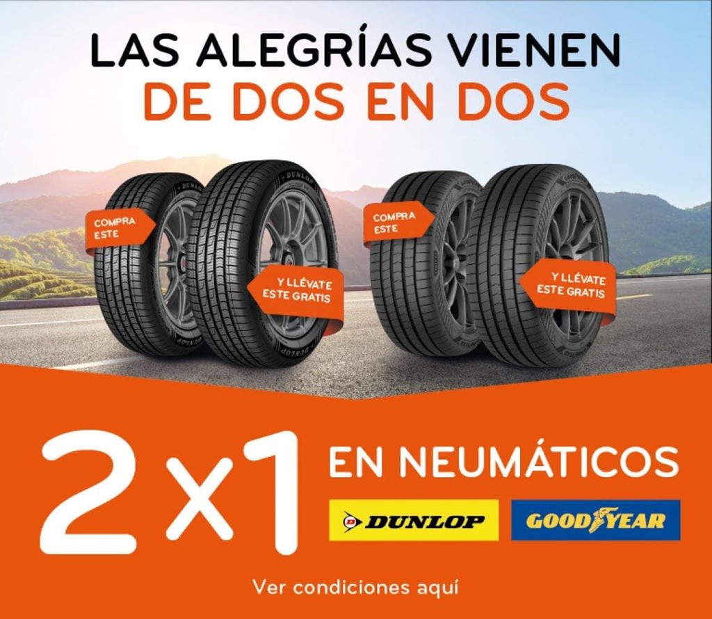 ¡2x1 en neumáticos Dunlop y Goodyear! 